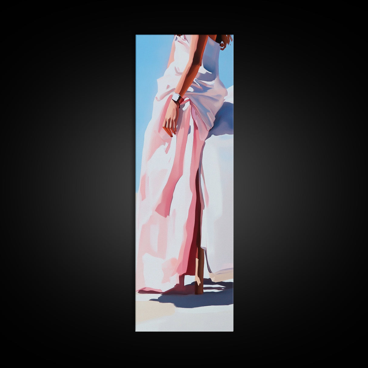 Elegant Silhouette, Soft Pink Dress, Feminine Wall Art, Framed Canvas Print, Minimalist Fashion Art, Chic Home Decor, Modern Aesthetic