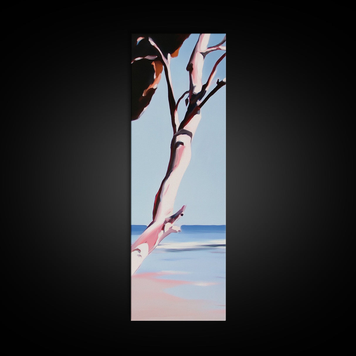 Coastal Branch, Ocean View, Blue Sky, Canvas Print, Modern Wall Art, Beach House Decor, Minimalist Painting, Living Room Art, Gift