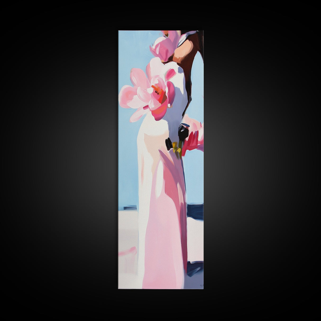 Floral Vase, Pink Magnolia, Modern Impressionist, Canvas Print, Botanical Wall Art, Elegant Decor, Bedroom Art, Feminine Aesthetic
