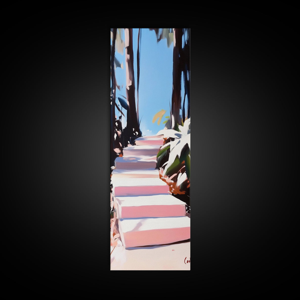 Coastal Pathway, Nature Wall Art, Beach House Decor, Minimalist Landscape, Framed Canvas Print, Blue Wall Art, Summer Aesthetic