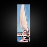 Sailing Dream, Nautical Adventure Art, Soft Pastel Seascape, Elegant Coastal Decor, Minimalist Ocean Scene, Framed Canvas Print