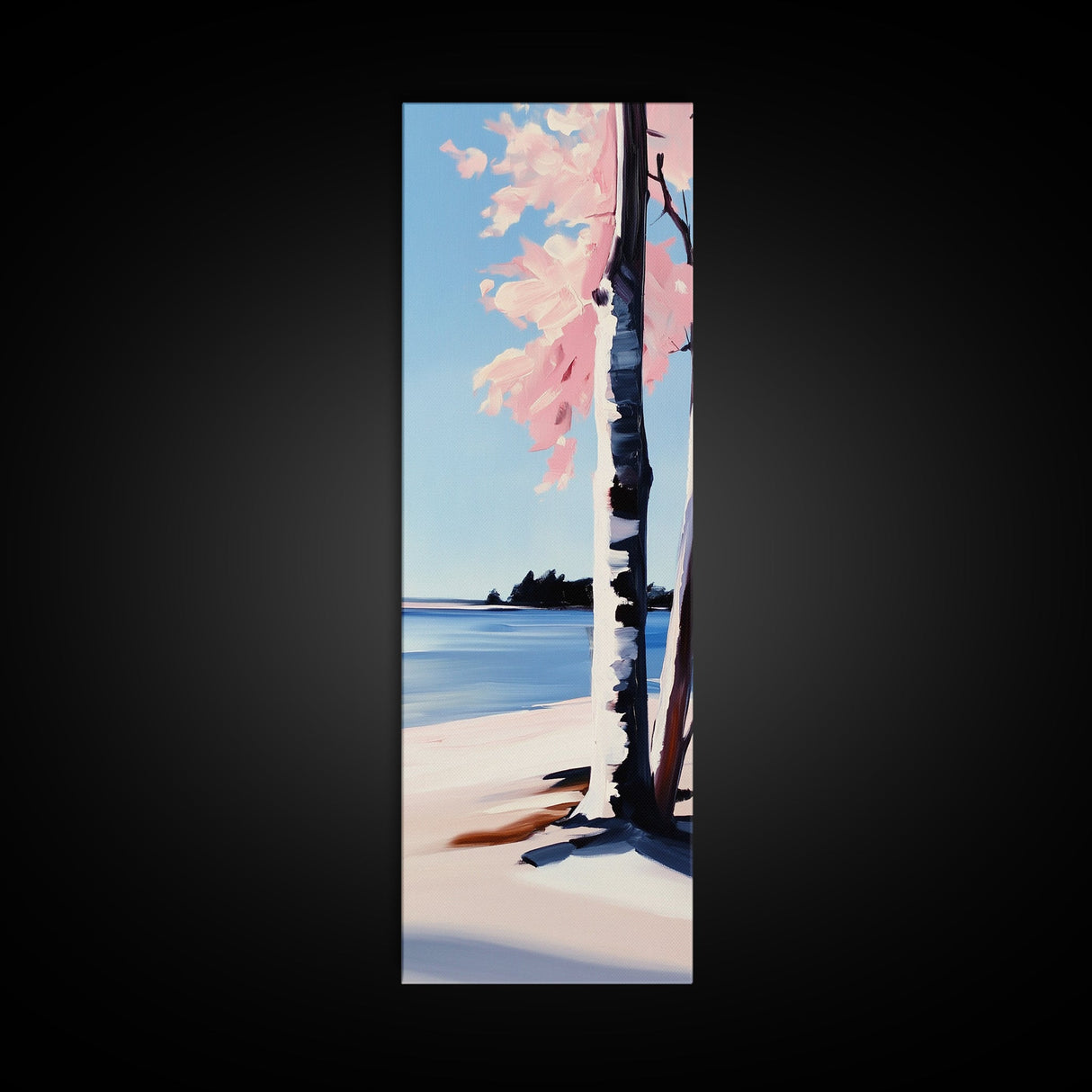 Coastal Birch Tree, Ocean Breeze, Minimalist Landscape, Dreamy Pastels, Framed Canvas Print, Nature Wall Art, Living Room Decor