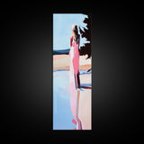 Tranquil Woman, Nature Reflection, Soft Pastels, Serene Landscape, Framed Canvas Print, Minimalist Art, Peaceful Home Decor