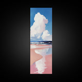Cloud Reflection, Ocean Horizon, Tranquil Sky, Dreamy Seascape, Framed Canvas Print, Coastal Wall Art, Living Room Decor, Minimalist Blue