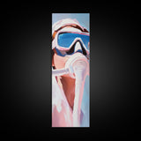 Gas Mask, Diver, Surrealist Art, Sci-Fi, Blue, White, Modern, Futuristic, Office, Living Room, Framed Canvas Print, Bedroom Art