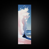Ocean Wave, Coastal Wall Art, Abstract Seascape Painting, Beach House Decor, Modern Blue and Pink Print, Canvas Print, Living Room Wall Art