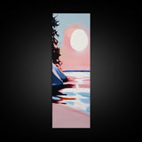 Sunset Beach, Ocean Landscape Painting, Warm Coastal Colors, Abstract Water Reflection, Modern Art, Canvas Print, Living Room Wall Art