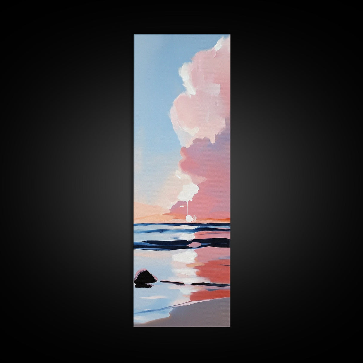 Sunset Glow, Serene Beach Painting, Pastel Coastal Wall Art, Ocean Reflection, Boho Home Decor, Canvas Print, Dining Room Wall Art