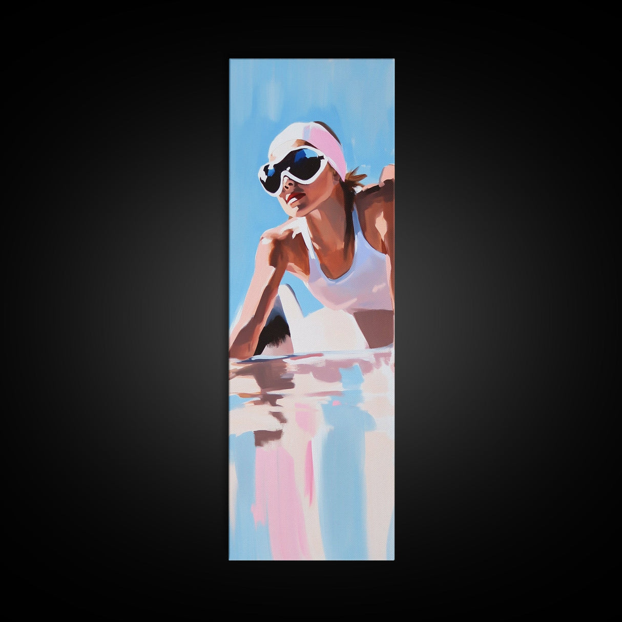 Ski Girl, Winter Adventure, Sporty Aesthetic, Snowy Mountain Art, Outdoor Enthusiast Gift, Framed Canvas Print, Modern Wall Decor