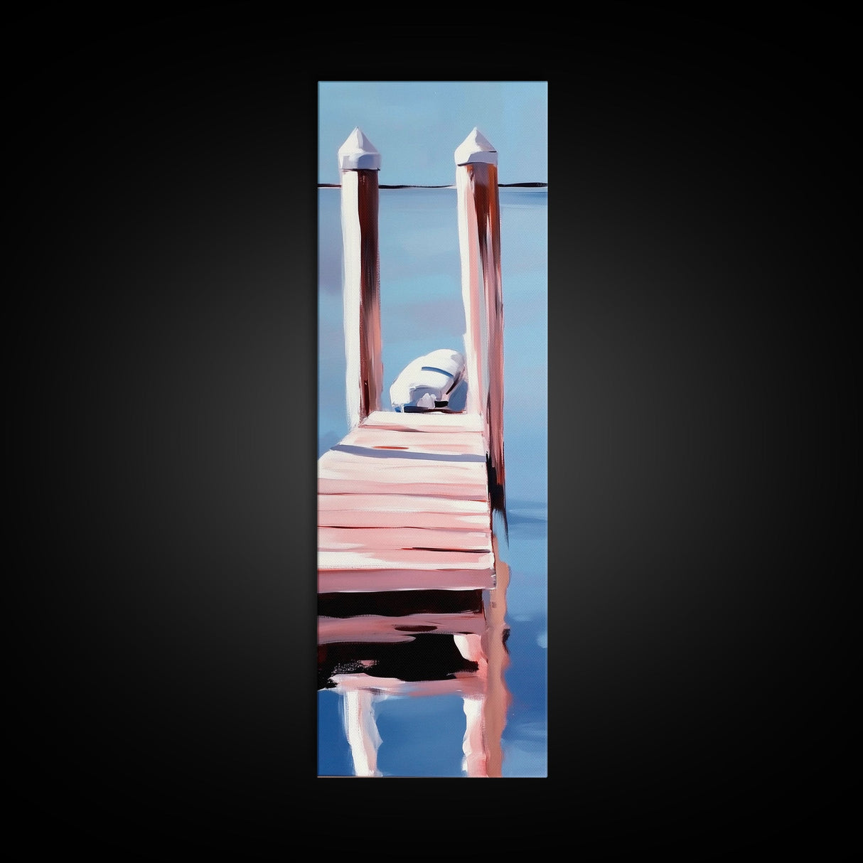 Dock Reflection, Calm Waters, Nautical Aesthetic, Serene Landscape, Coastal Home Decor, Minimal Framed Canvas Print, Tranquil Vibes