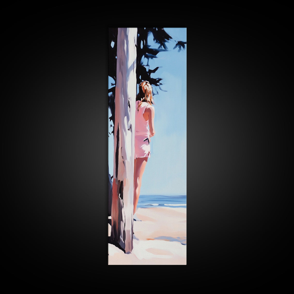 Beach Girl, Coastal Lifestyle, Summer Vibes, Ocean Inspired Aesthetic, Beach Wall Art, Sun-Kissed Decor, Framed Canvas Print, Relaxing Art