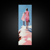 Fashion Model Walking, Feminine Wall Art, Chic Bedroom Decor, Soft Pastel Aesthetic, Minimalist Fashion Illustration, Canvas Print