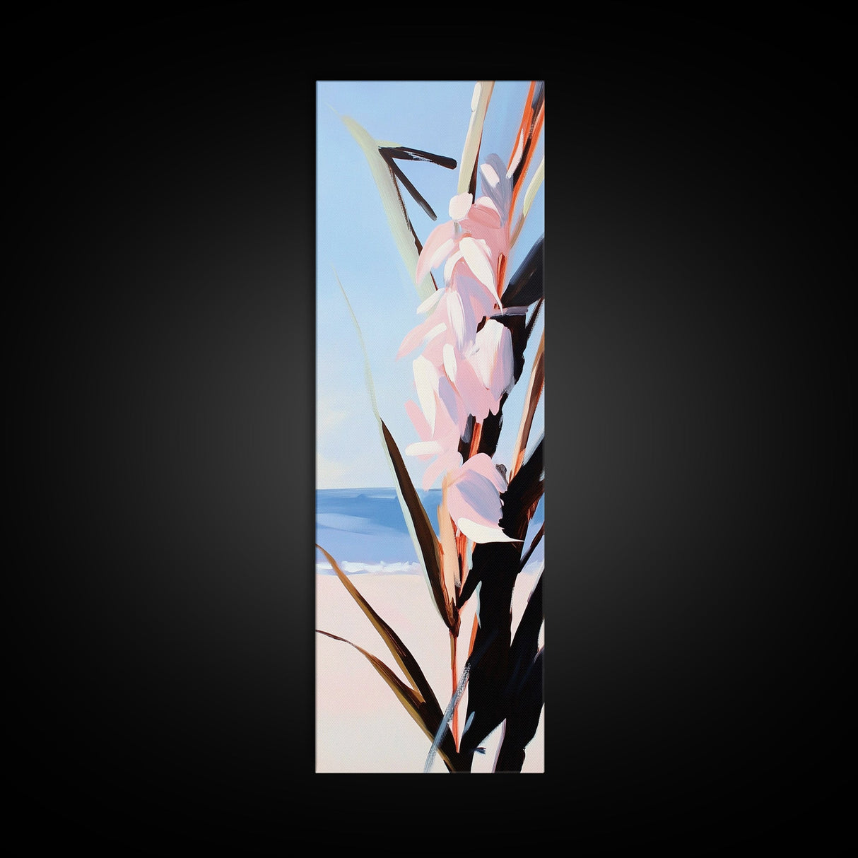 Beach Blossom, Ocean Flowers, Coastal Nature, Canvas Print, Summer Wall Art, Boho Botanical Decor, Pastel Floral Art, Living Room Wall Art