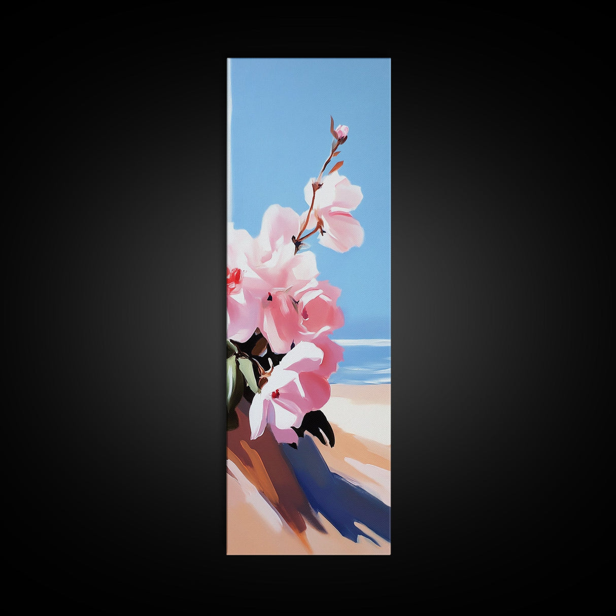Pink Blooms, Floral Wall Art, Coastal Flower Decor, Living Room Print, Nature Art, Modern Botanical, Canvas Print, Minimalist Art