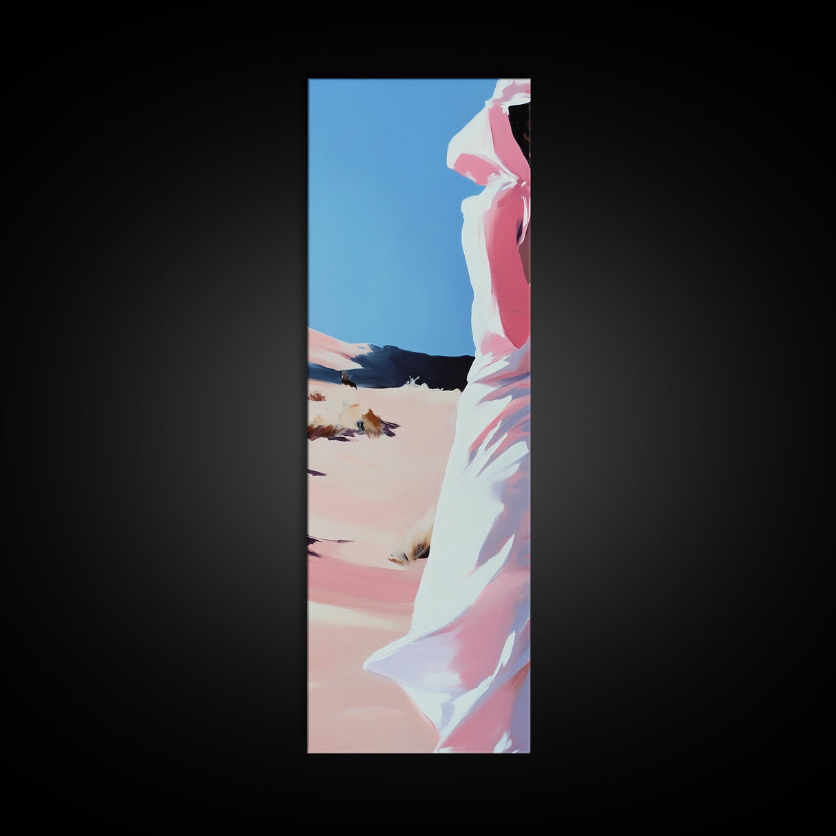 Desert Walk, Fashion Wall Art, Minimalist Figure Print, Warm Tones, Neutral Wall Decor, Modern Aesthetic, Framed Canvas Print