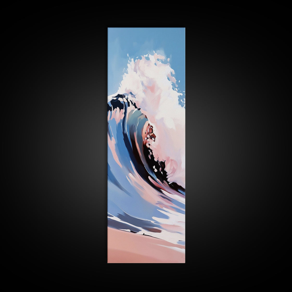 Ocean Wave Art, Coastal Surf Print, Pastel Beach Decor, Framed Canvas Print, Nautical Wall Art, Seascape Painting, Bathroom Wall Decor