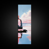Sunset Beach Reflection, Dreamy Ocean Scene, Coastal Wall Art, Framed Canvas Print, Tranquil Landscape, Minimalist Home Decor