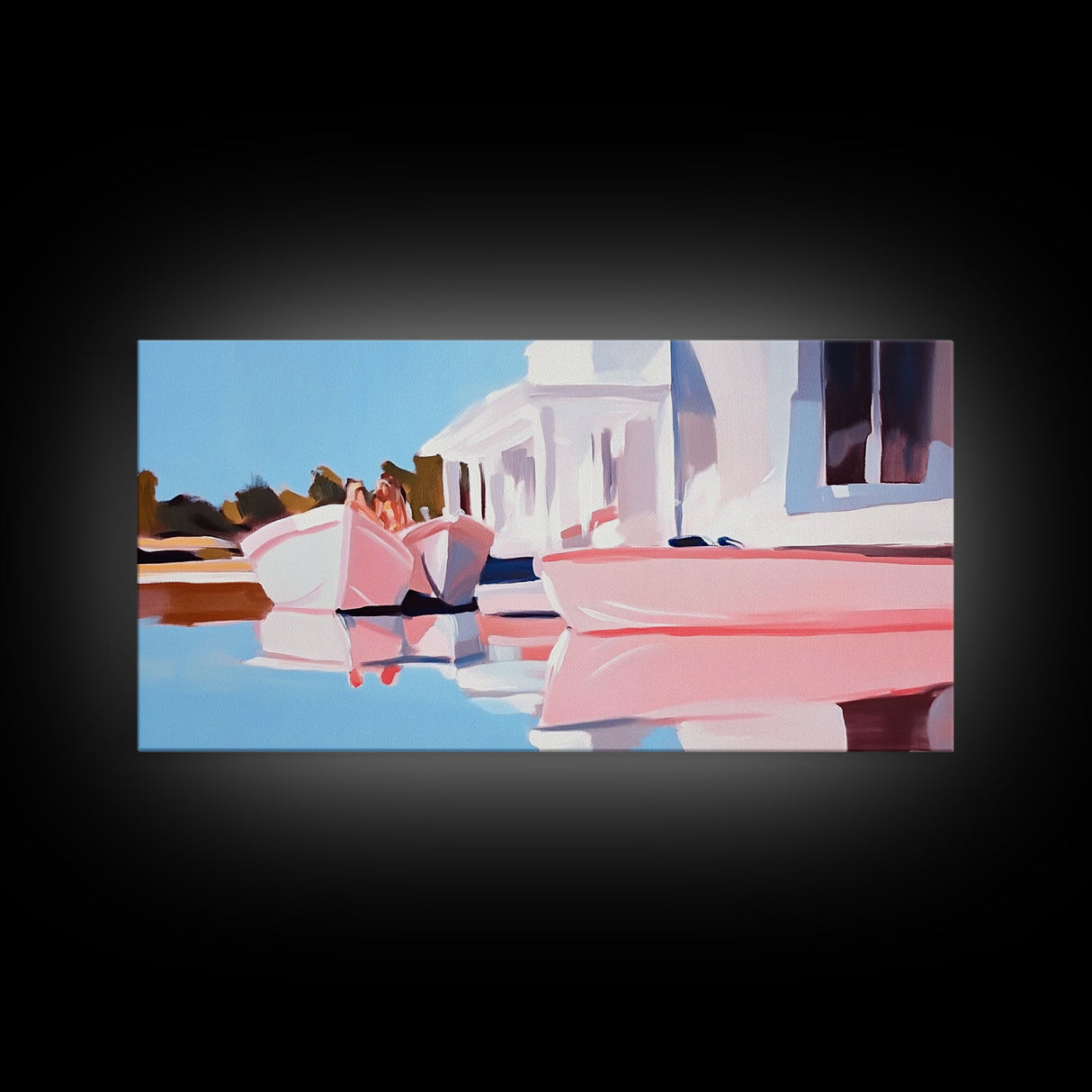 Boats Harbor, Reflection, Canvas Print, Coastal Art, Nautical Wall Art, Minimalist Home Decor, Serene Seascape, Modern Living Room Art