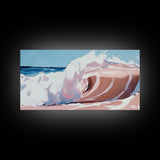 Ocean Wave, Surreal Seascape, Coastal Energy, Beach House Wall Art, Modern Nautical Decor, Blue and Pink Aesthetic, Canvas Print