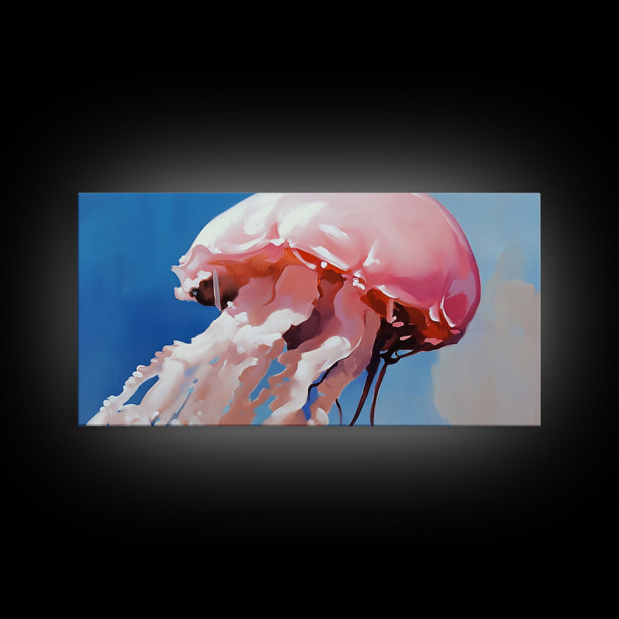 Jellyfish, Ocean Art, Marine Life, Canvas Print, Coastal Wall Decor, Beach House Art, Nautical Painting, Underwater Minimalist Artwork