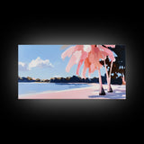 Tropical Beach, Palm Trees, Ocean View, Canvas Print, Coastal Home Decor, Summer Landscape, Living Room Art, Minimalist Nature Painting