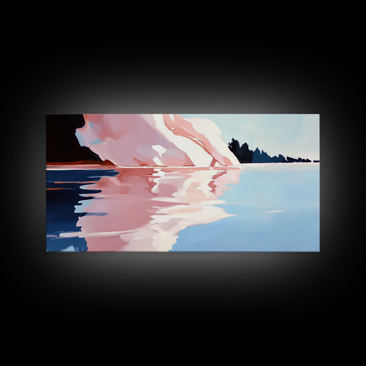 Iceberg Reflection, Arctic Landscape, Cool Tones, Ocean Scene, Framed Canvas Print, Modern Wall Art, Office Decor, Coastal Painting