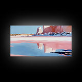 Desert Canyon Reflection, Southwest Landscape Art, Boho Nature Print, Western Wall Decor, Earthy Minimalist, Living Room Framed Canvas Print