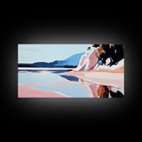 Mountain Snow, Abstract, Framed Canvas Print, landscape painting, bold brushstrokes, mountain art, Scandinavian decor, minimalist art