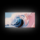 Rolling Surf, Coastal Wall Art, Wave Painting, Ocean Aesthetic, Nautical Decor, Beach House Art, Modern Abstract, Framed Canvas Print