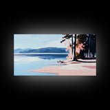 Sandy Shore, Coastal Landscape, Ocean Serenity, Nature Wall Art, Beach Vibes, Nautical Home, Modern Abstract, Framed Canvas Print