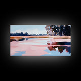 Marshland Serenity, Nature Landscape Art, Tranquil Scenery, Warm Neutrals, Earthy Wall Decor, Relaxing Aesthetic, Canvas Print, Bedroom