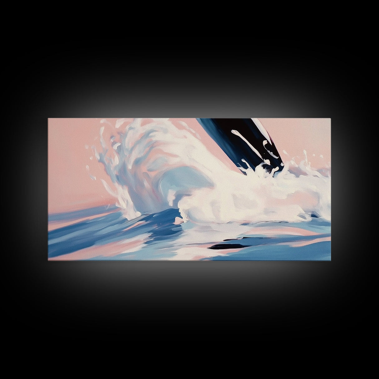 Splashing Wave, Surfer Art, Framed Canvas Print, Ocean Wall Art, Coastal Vibes, Modern Beach Decor, Nautical Artwork, Living Room Art