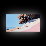 Sunlit Hill, Nature Wall Art, Serene Desert Scene, Warm Earthy Tones, Cozy Boho Decor, Relaxing Landscape Painting, Framed Canvas Print