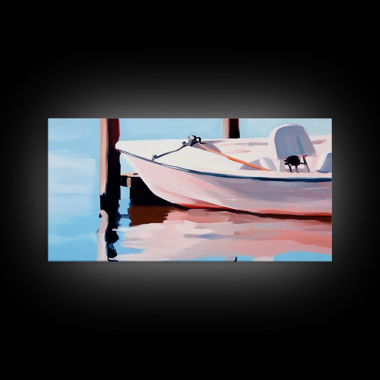 Sailboat Tranquility, Nautical Art, Minimalist Boho, Blue Coastal Decor, Calm Water Reflection, Serene Aesthetic, Canvas Print, Entryway