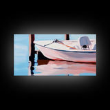 Sailboat Tranquility, Nautical Art, Minimalist Boho, Blue Coastal Decor, Calm Water Reflection, Serene Aesthetic, Canvas Print, Entryway
