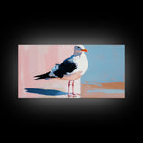 Seagull, Coastal, Nautical, Canvas Print, Beach House Wall Art, Nature Inspired, Minimalist Bird Painting, Oceanfront Home Decor