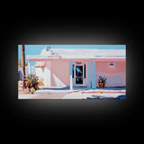 Pink Desert, Midcentury House, Southwest Art, Boho Wall Decor, Modern Pastel Painting, Framed Canvas Print, Minimalist Home Decor