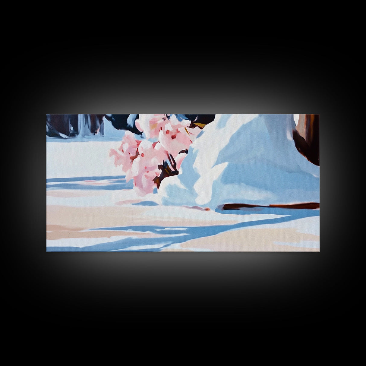 Snow Blossoms, Winter Floral Art, Canvas Print, Christmas Wall Decor, Elegant Wall Art, Nature Inspired Painting, Bedroom Wall Art