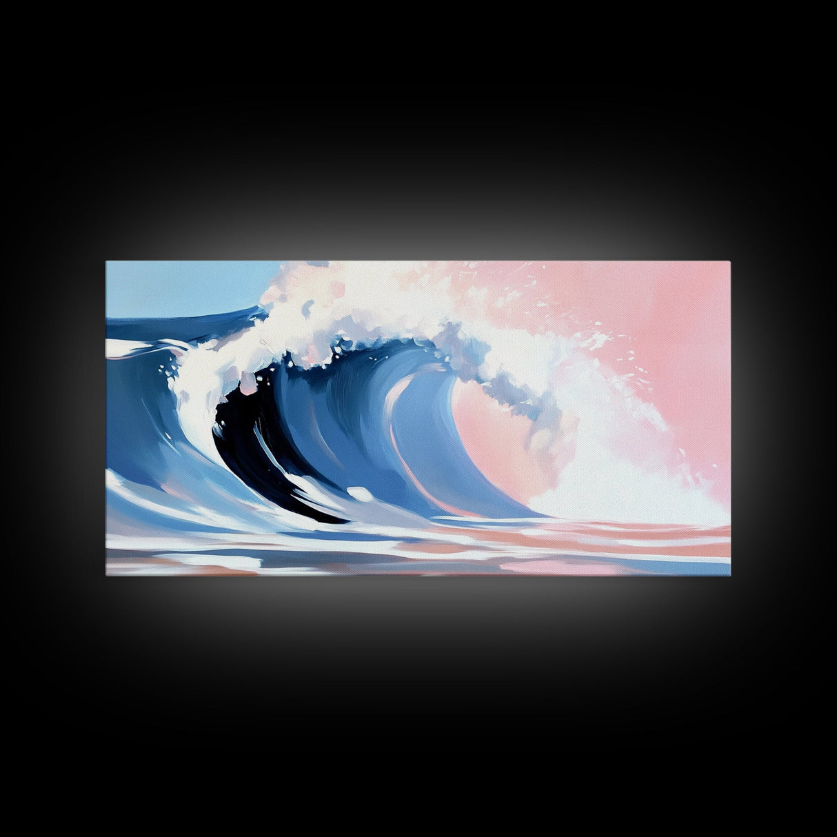 Ocean Wave, Surf Art, Framed Canvas Print, Coastal Decor, Beach House Wall Art, Pastel Seascape, Modern Home Aesthetic