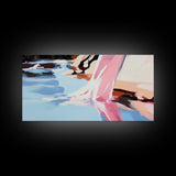Flowing Water, Abstract Landscape, River Reflection, Soft Blues and Pinks, Peaceful Nature, Contemporary Minimalism, Canvas Print