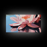 Lotus, Reflection, Blue Water, Framed Canvas Print, Floral Art, Zen Decor, Meditation Wall Art, Modern Botanical, Serene Home Decor