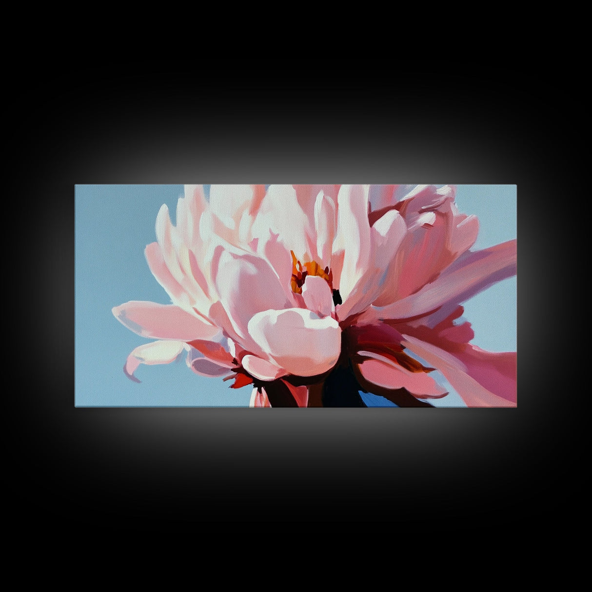 Peony Bloom, Floral Wall Art, Feminine Aesthetic, Modern Minimalist, Blush Pink Painting, Framed Canvas Print, Bedroom or Office Decor
