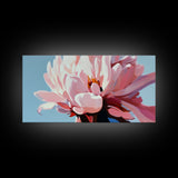 Peony Bloom, Floral Wall Art, Feminine Aesthetic, Modern Minimalist, Blush Pink Painting, Framed Canvas Print, Bedroom or Office Decor