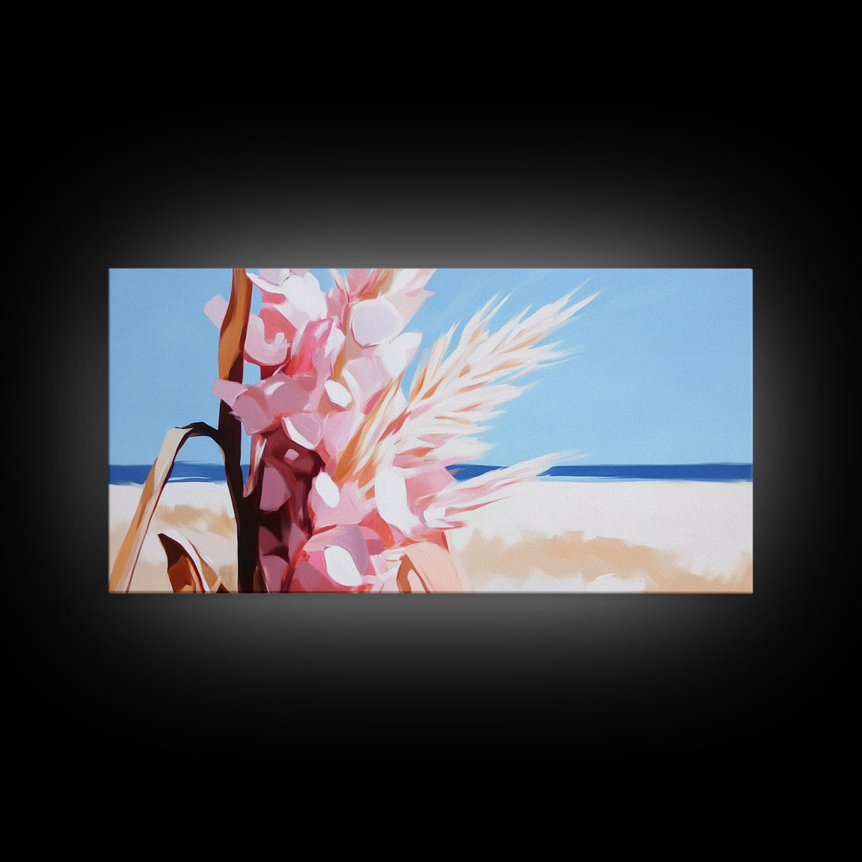 Wildflowers, Coastal Bloom, Boho Floral Art, Ocean Inspired Print, Modern Nature Wall Art, Soft Pastel Aesthetic, Canvas Print