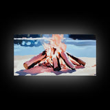Campfire, Cozy Glow, Autumn Wall Art, Rustic Home Decor, Boho Adventure Aesthetic, Living Room Art, Framed Canvas Print, Gift Idea