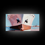 Cargo Ship, Nautical Wall Art, Coastal Decor, Modern Maritime Print, Minimalist Ocean Art, Framed Canvas Print, Office or Living Room Decor