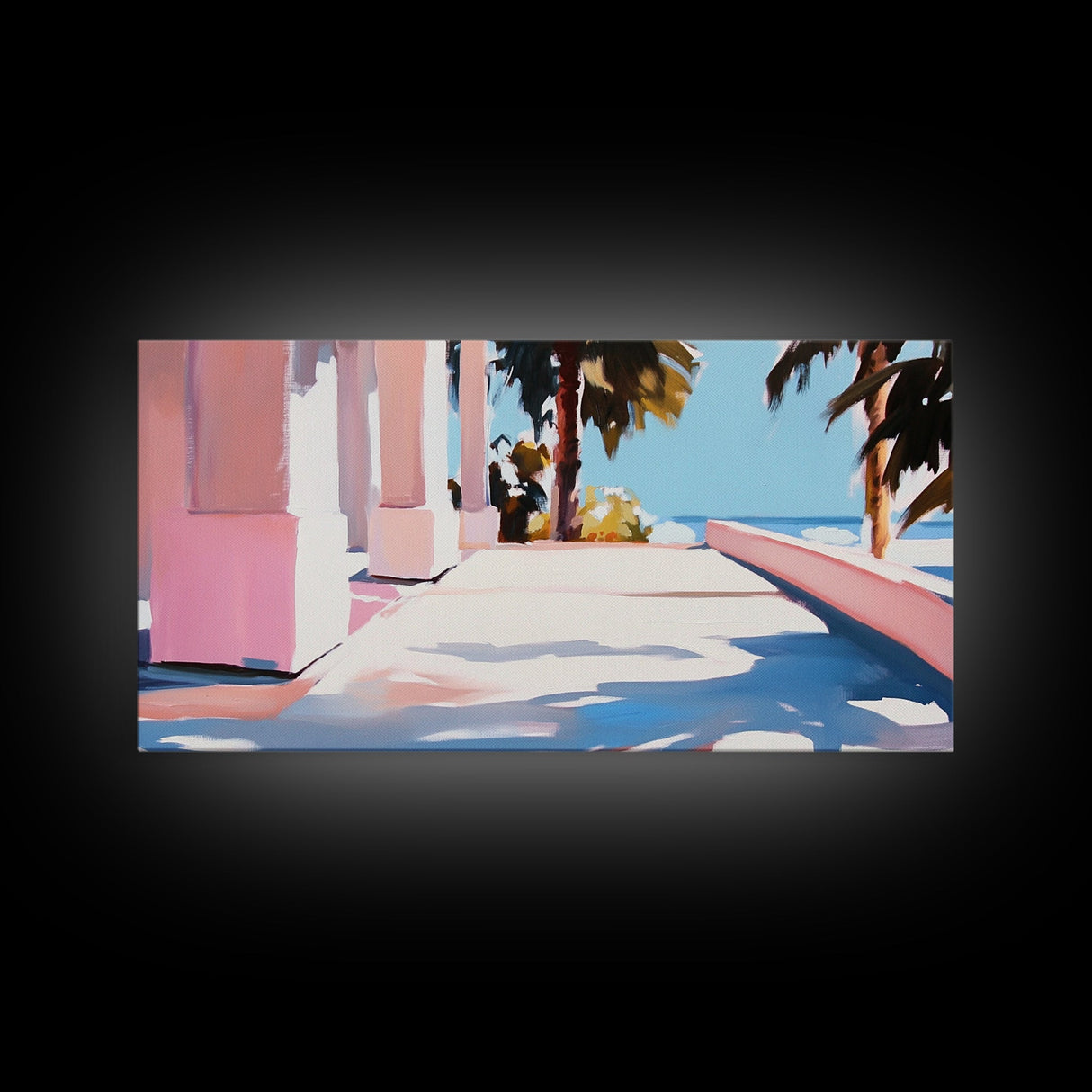 Palm Trees, Ocean View, Coastal Retreat, Canvas Print, Tropical Wall Art, Beach House Decor, Living Room Painting, Modern Minimalist Art
