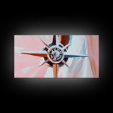Compass Rose, Nautical Art, Pink Tones, Maritime Decor, Framed Canvas Print, Coastal Home Art, Boho Wall Art, Office Wall Decor