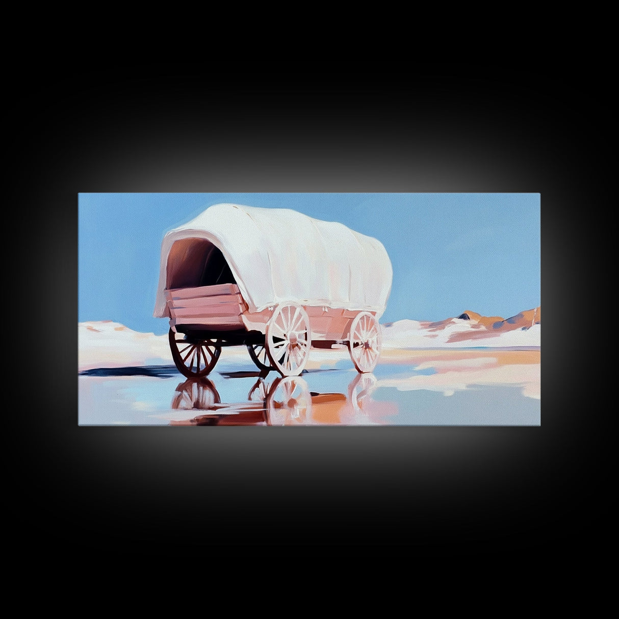 Covered Wagon, Western Art, Pioneer Print, Rustic Decor, Framed Canvas Print, Living Room Wall Art, Boho Farmhouse Style