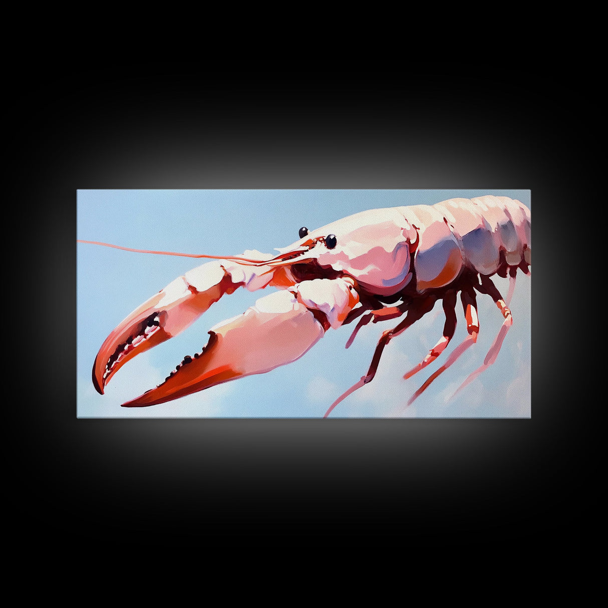 Lobster Art, Seafood Kitchen, Coastal Decor, Nautical Art, Framed Canvas Print, Ocean Inspired Wall Art, Beach House Aesthetic, Modern Artwork